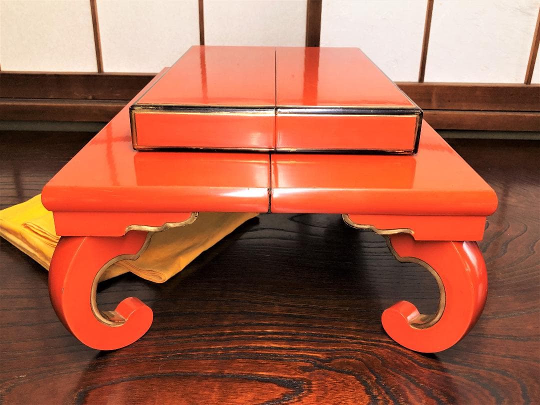 【 面金洗朱花台 壱組 】　明治～昭和初期　稲葉家収蔵品