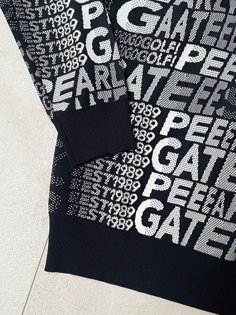 美品 サイズ1 PEARLY GATES ブラックニットセーター ロゴプリント