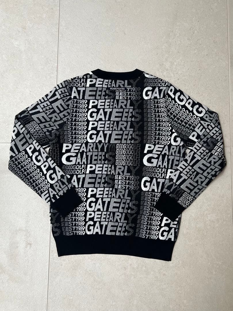 美品 サイズ1 PEARLY GATES ブラックニットセーター ロゴプリント