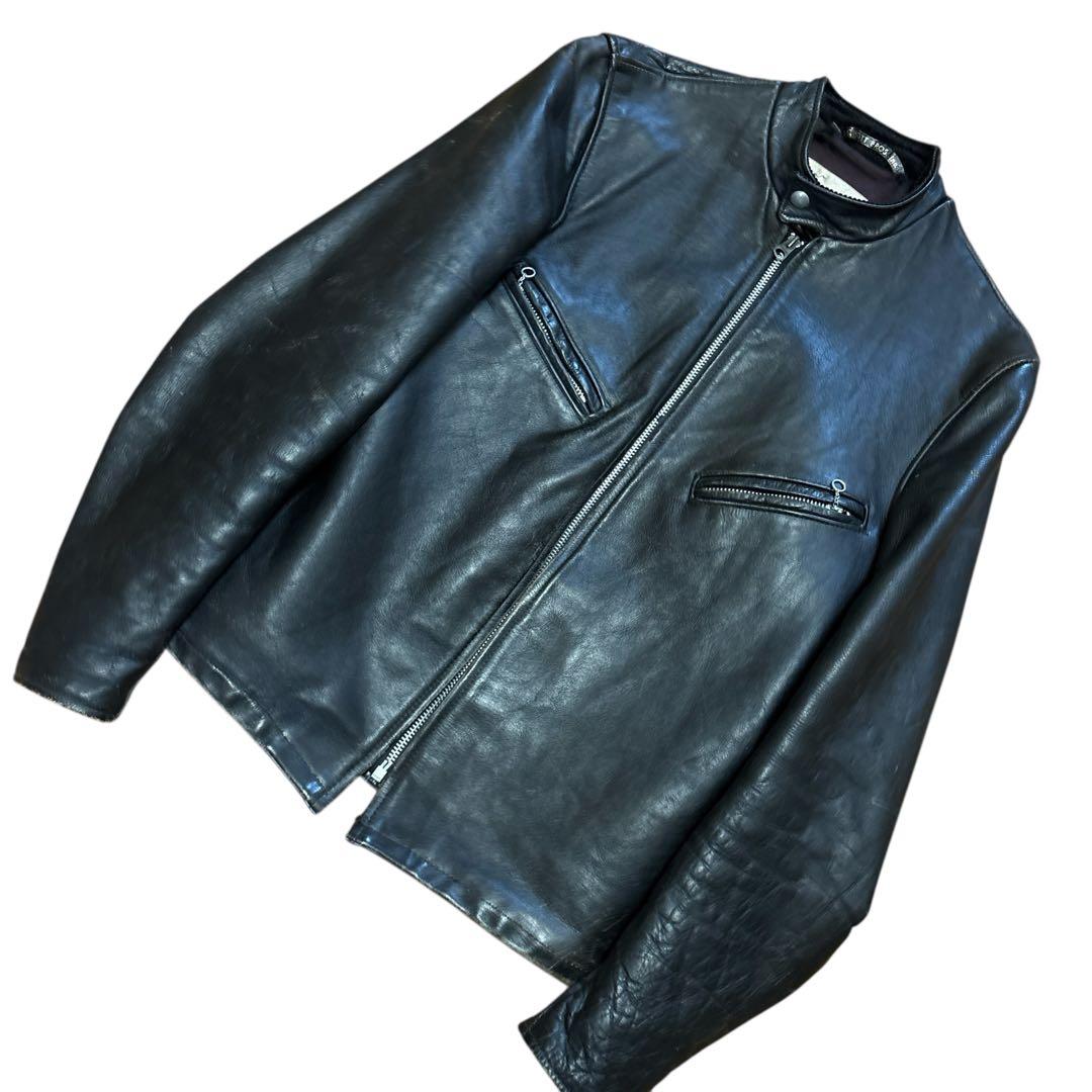 名作 ショット 70s 牛タグ 前期 シングルライダース 逆ハ レザージャケット