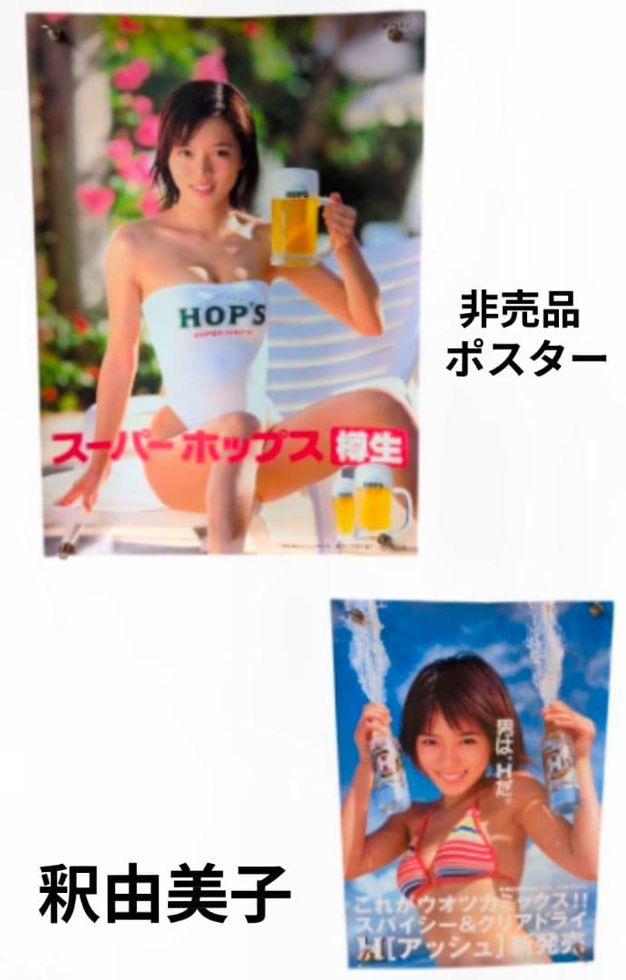 激レア 釈由美子 サントリー B2 B3 ポスター 水着 ビキニ ハイレグ