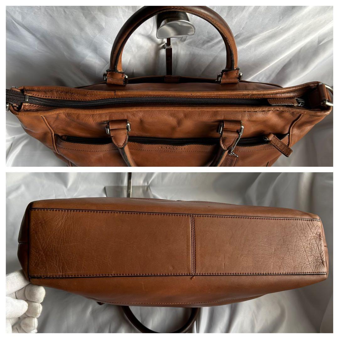 【人気】COACH レザー 2way ビジネスバッグ ショルダー A4 ブラウン