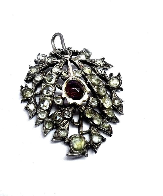 ペンダントトップ　水晶　ローズカット　ジョージアン