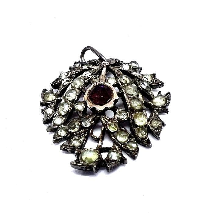 ペンダントトップ　水晶　ローズカット　ジョージアン