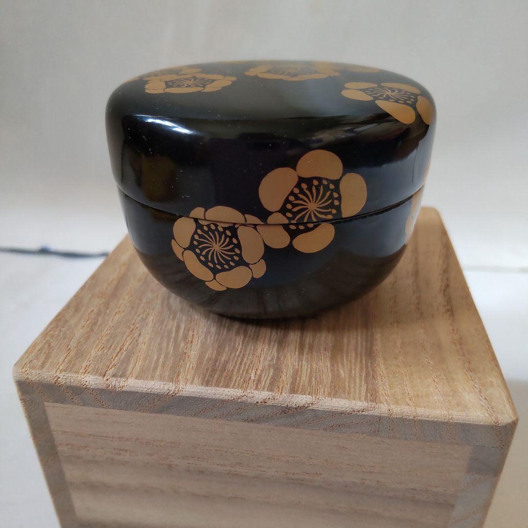 坂下雄峰 作 溢梅蒔絵 白粉解棗 香合 山中塗 共箱 共布 漆器 茶道具 美品