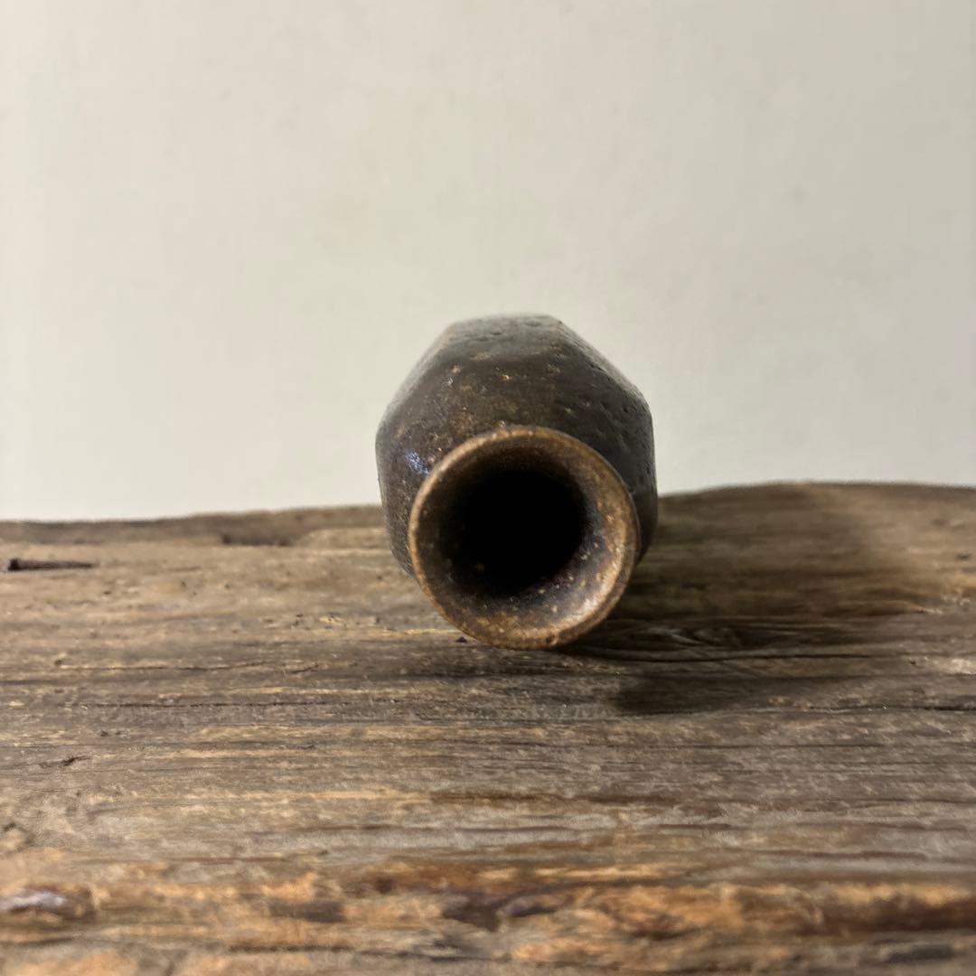 民芸陶器　徳利花入　出石窯　古道具　アンティーク酒器　花器　李朝　黒高麗　古民芸