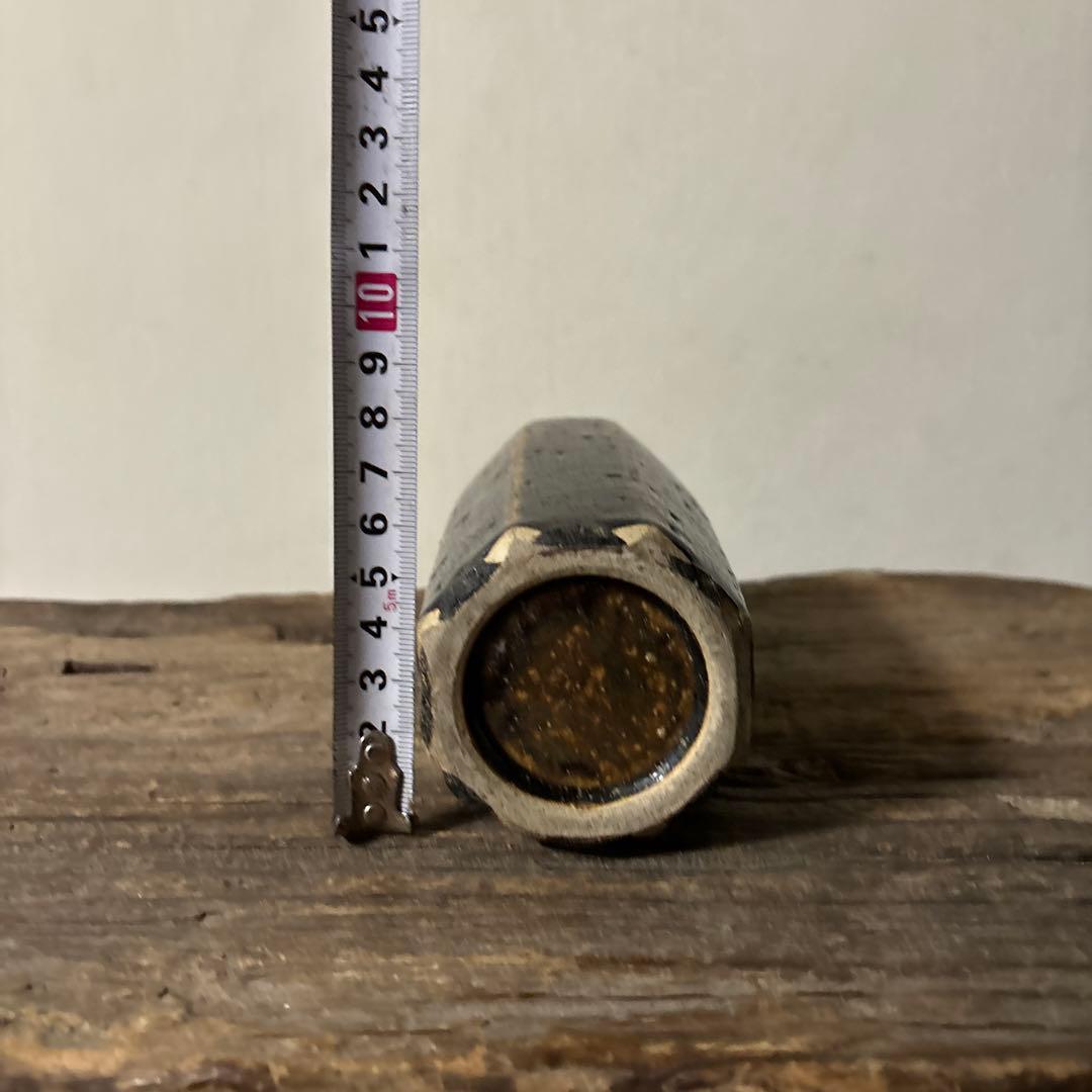 民芸陶器　徳利花入　出石窯　古道具　アンティーク酒器　花器　李朝　黒高麗　古民芸