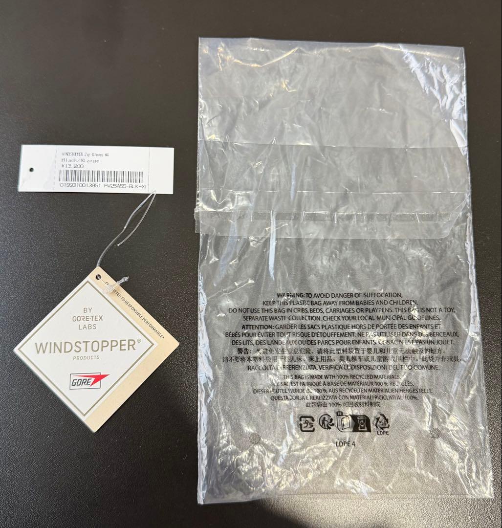 ステッカー付 XL Supreme WINDSTOPPER Zip Gloves
