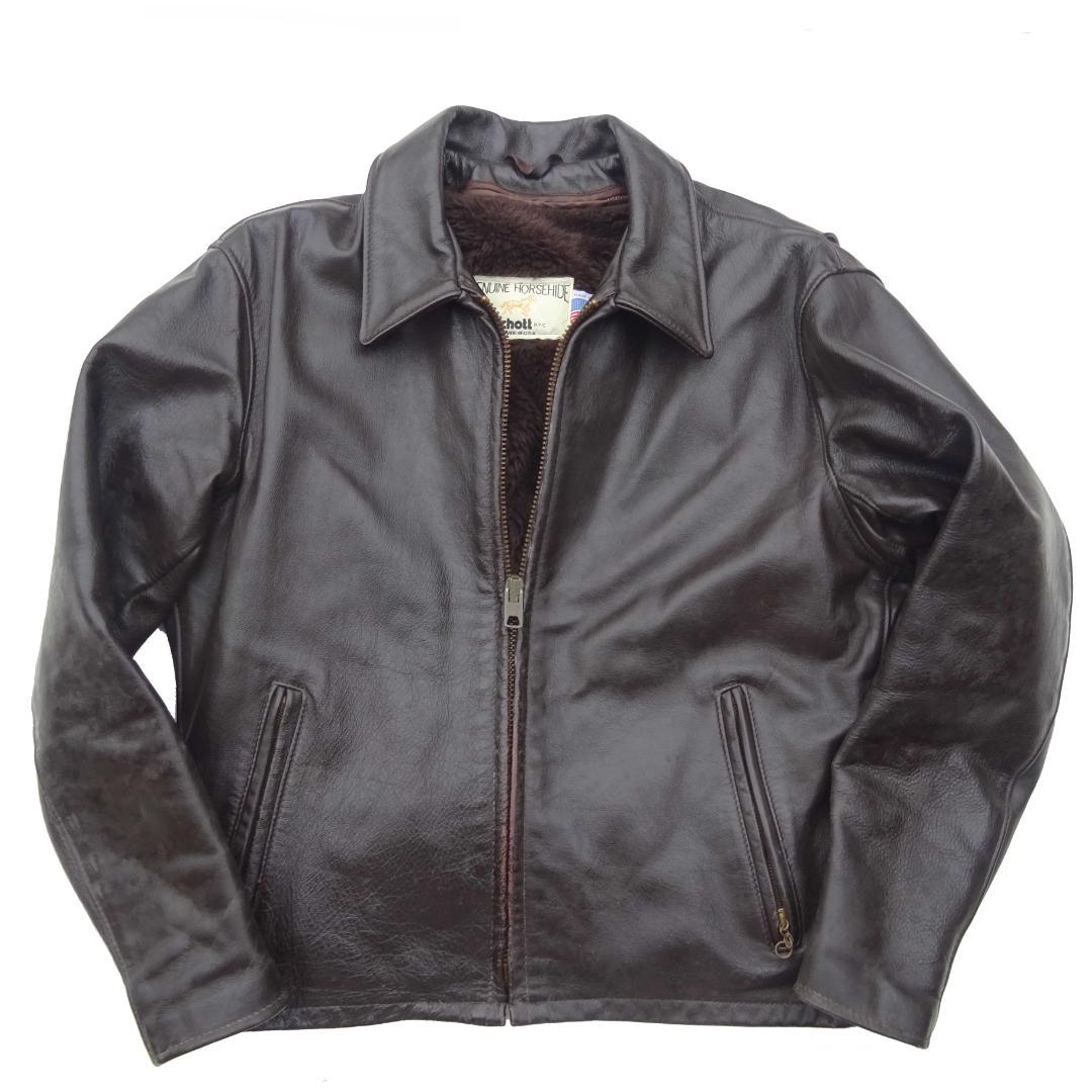 希少Schott ショット652H馬革ホースハイドライダーストラッカー襟付き42
