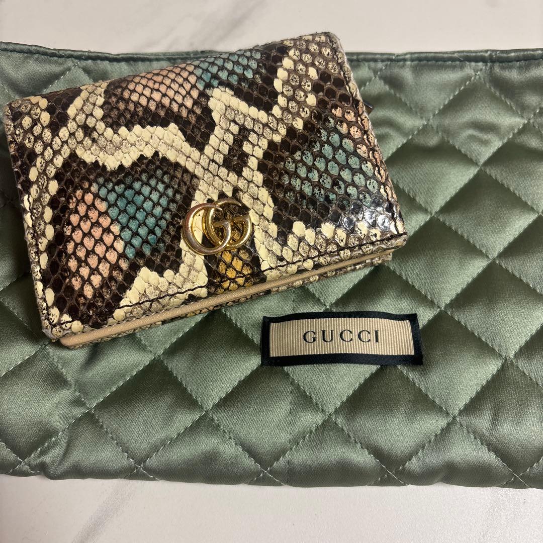 GUCCI GGマーモント パイソン 二つ折り財布