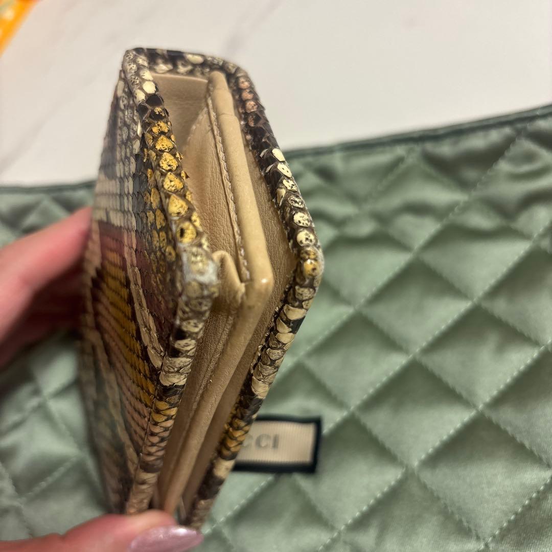 GUCCI GGマーモント パイソン 二つ折り財布