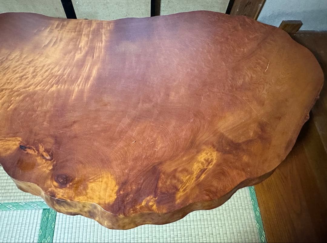 美品！希少⭐︎けやき　欅1枚板　ローテーブル　レトロ　アンティーク　ダイニング