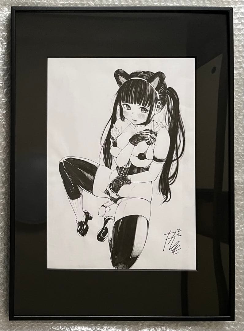 ガガイモ　直筆原画　サイン入り　ガガイモ画集　原画展　黒網美人　メイドビキニ
