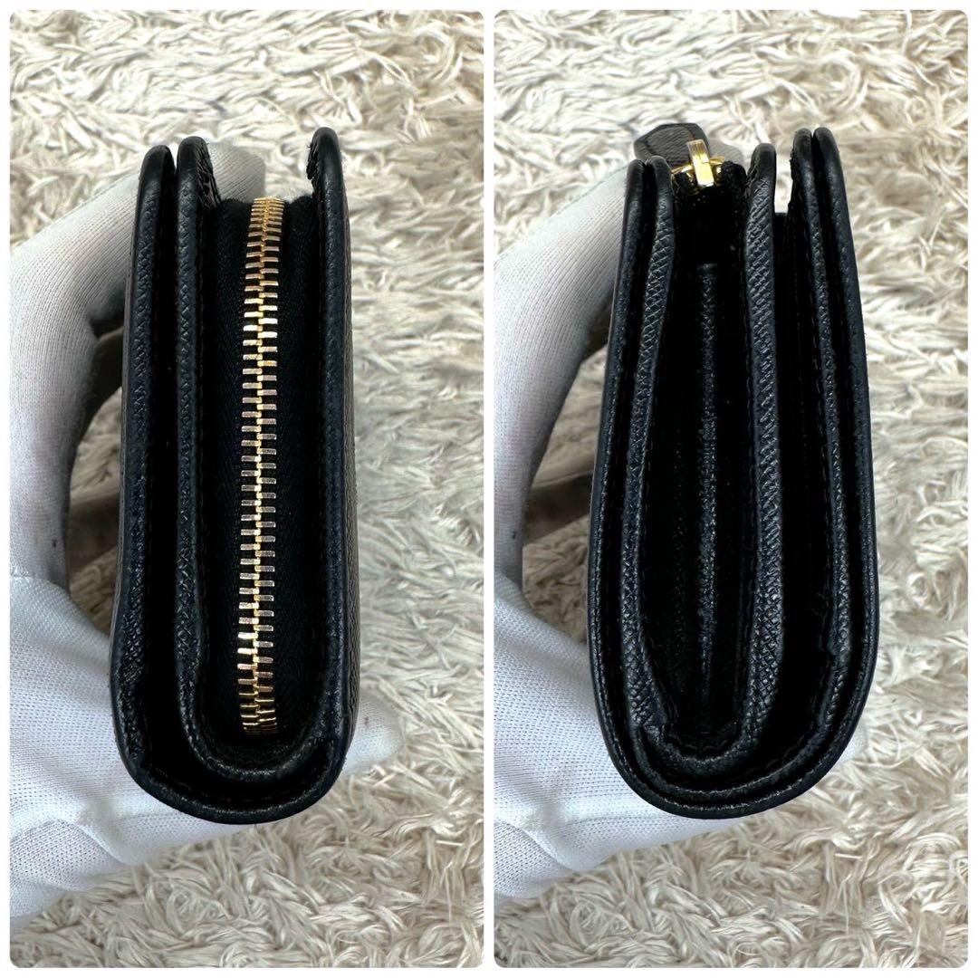 【極美品】プラダ 二つ折り財布 サフィアーノレザー ブラック
