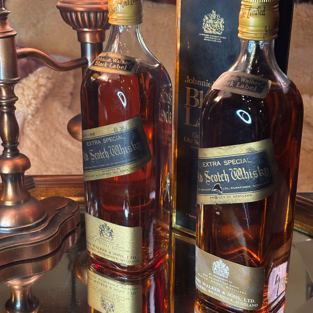 未開封古酒 ジョニーウォーカー ブラックラベル 12年 黒/白紋章 2本セット