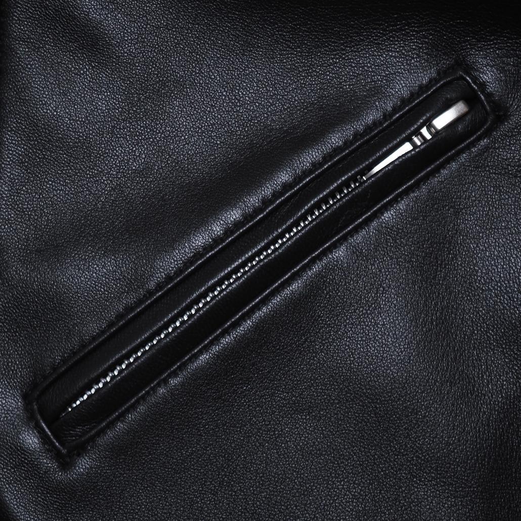 美品 Salt&Pepper ブラックラムレザージャケット 裏チェック Lサイズ