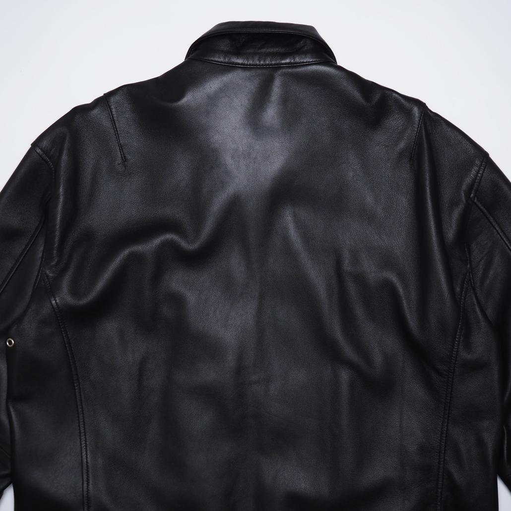 美品 Salt&Pepper ブラックラムレザージャケット 裏チェック Lサイズ