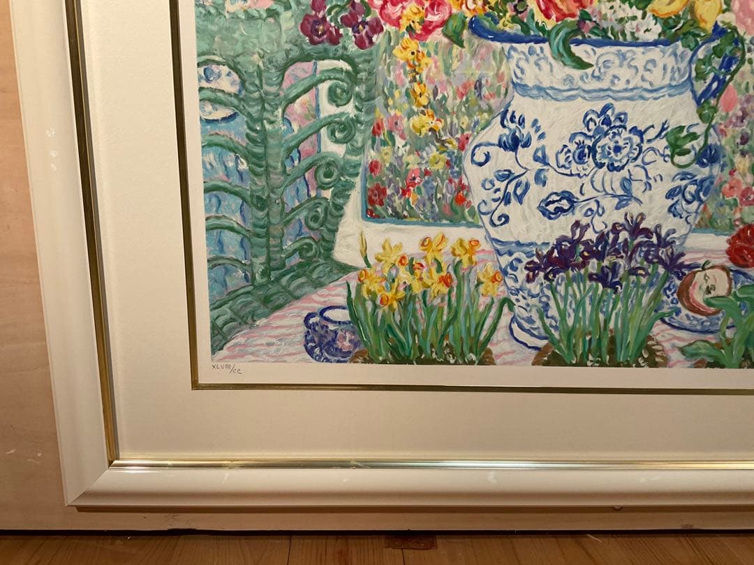 レスリー・セイヤー「グリーンウイッカーズチェア」シルクスクリーン　直筆サイン有り