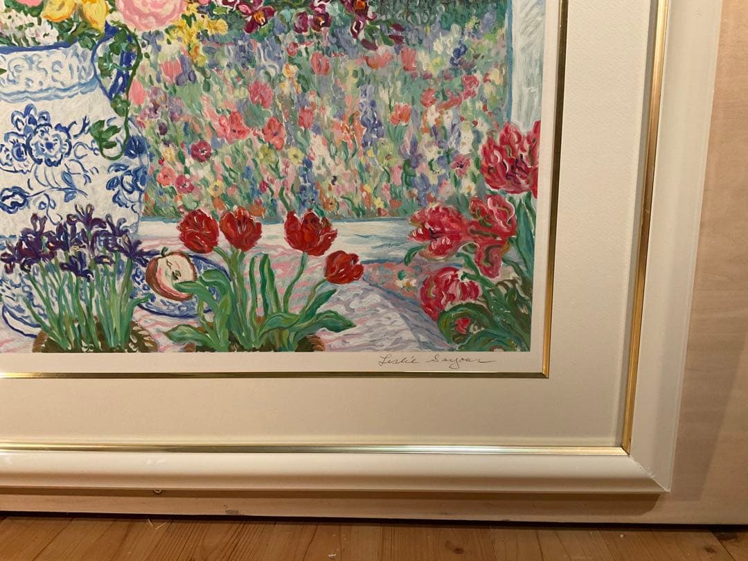 レスリー・セイヤー「グリーンウイッカーズチェア」シルクスクリーン　直筆サイン有り