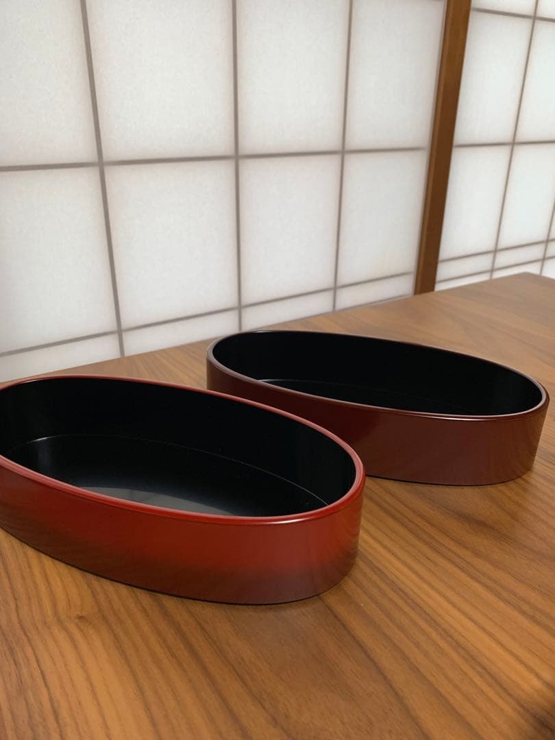 輪島塗重箱 二段　楕円グラデーション