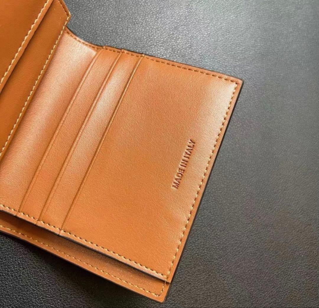 CELINE ロゴ 三つ折り 財布 ブラウン ゴールド金具