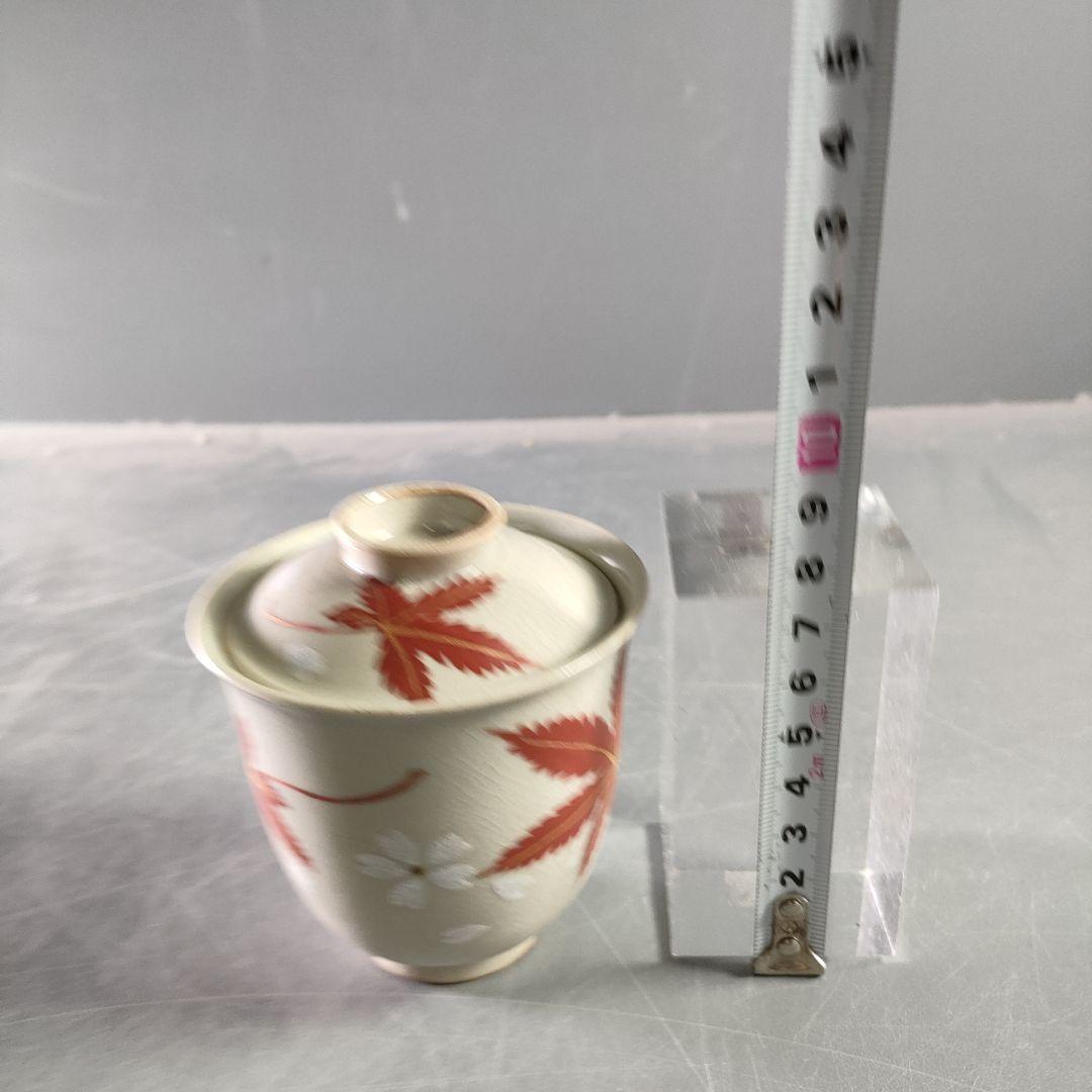 A874-3/平安菊渓 造/仁清写雲錦模様小蓋茶碗(蓋4客・碗5客)