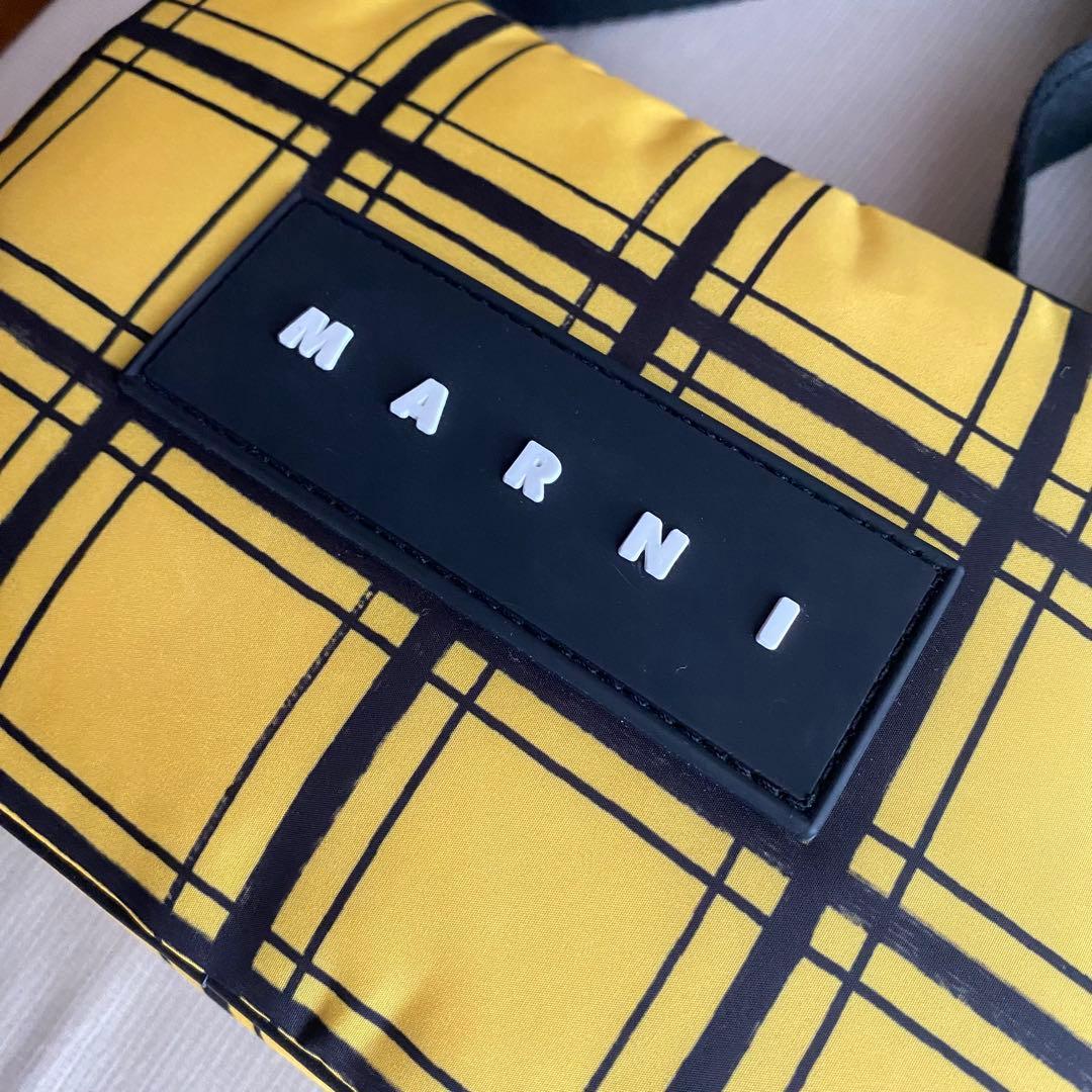 【MARNI】マルニ イエローチェック ナイロンパフ カメラバッグ ショルダー