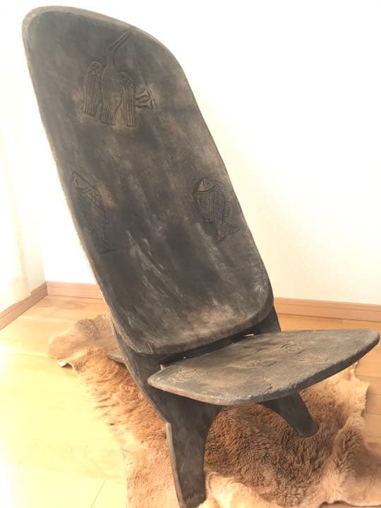 アフリカ　組立椅子　アンティーク　セヌフォ　木彫
