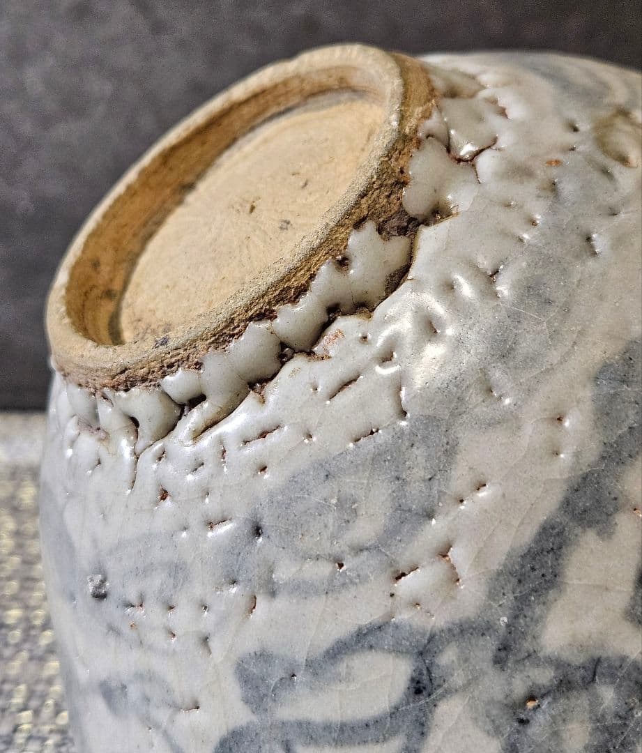 名碗❗】中国古陶磁器　明末～清初 福建琉球古窯　青華染付　唐草に渦巻文様 茶碗