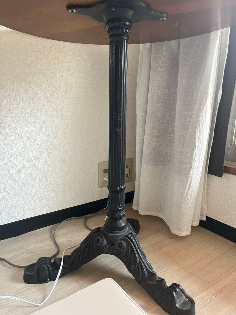 木製ラウンドテーブル アイアン脚 直径70cm アンティーク