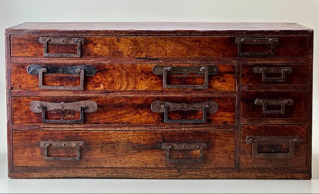 江戸期 欅(ケヤキ) 小引出し時代箪笥 7杯 アンティーク　骨董品　江戸時代