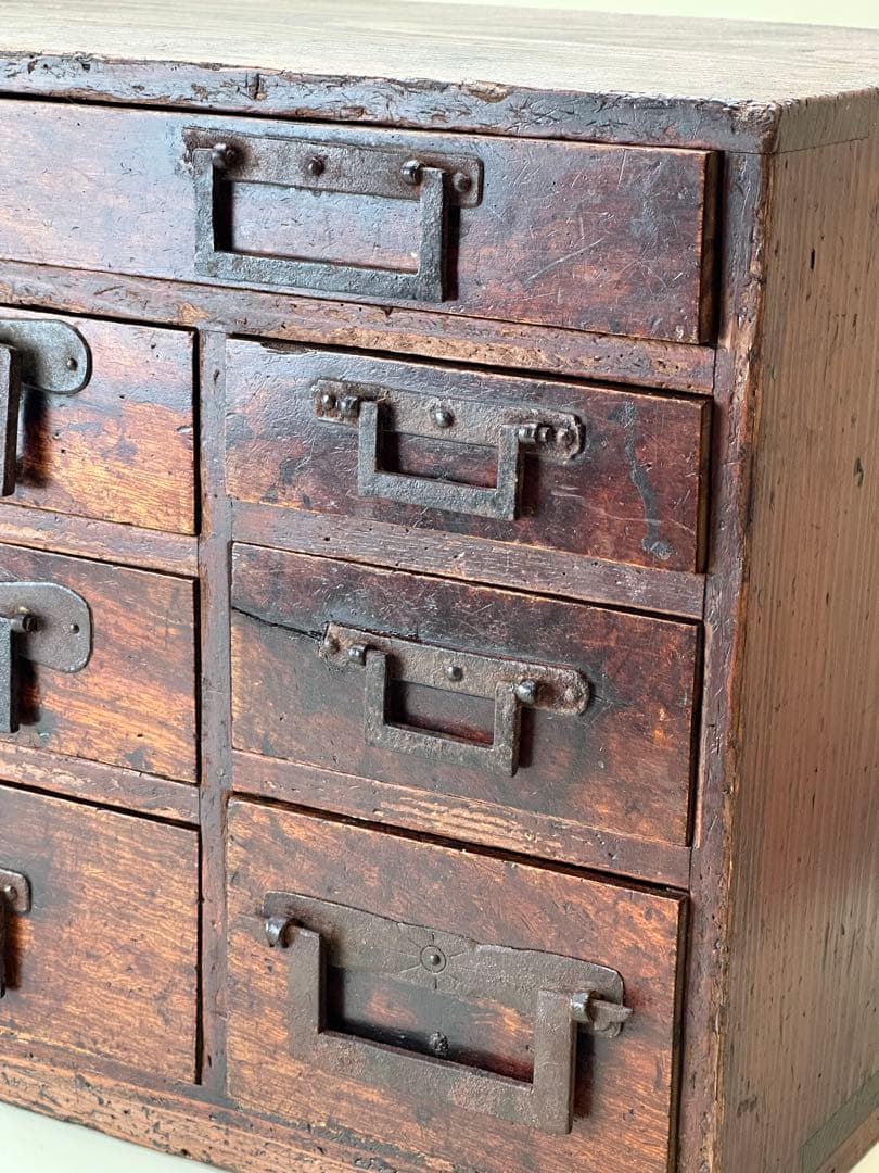 江戸期 欅(ケヤキ) 小引出し時代箪笥 7杯 アンティーク　骨董品　江戸時代