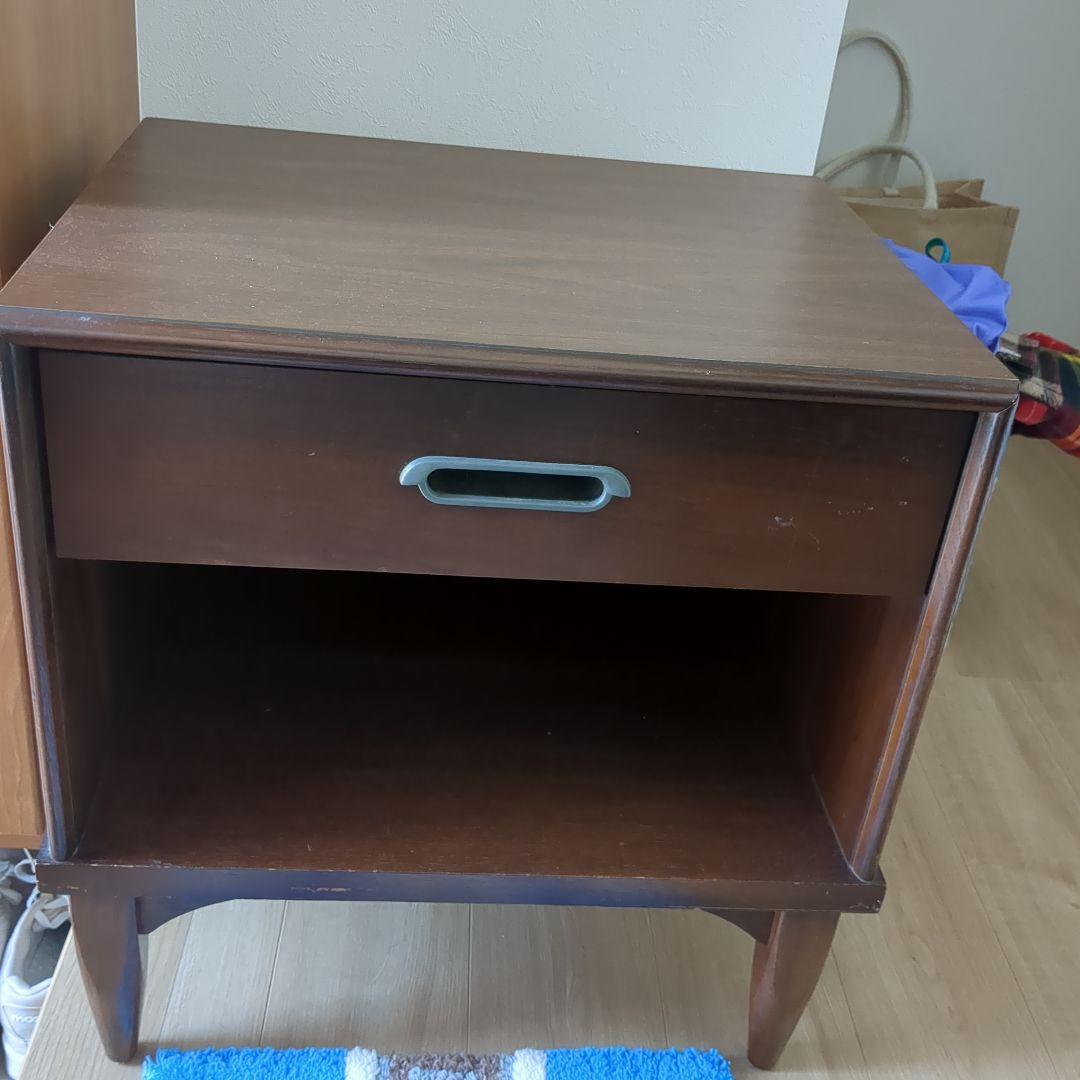 RISHEL サイドテーブル ブラウン 引き出し付き