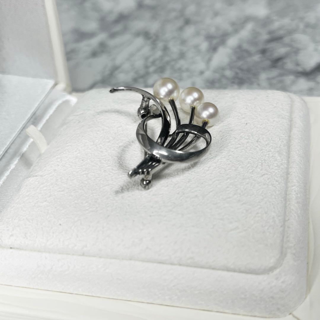 【美品✨】 MIKIMOTOブローチ フェザーモチーフ アコヤ真珠