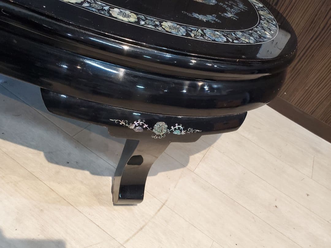 アジアンスタイル 木製楕円形テーブル