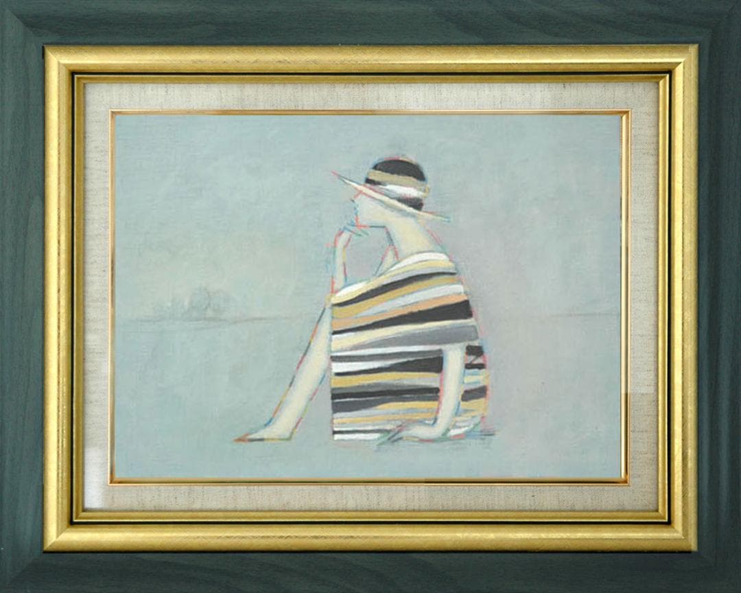 油絵 菅家令子 絵 絵画 インテリア 額付(黒) F4-071712 人物 女性