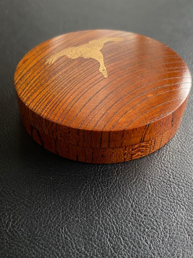 初雁蒔絵香合 香炉 欅 共箱 茶道具 香道具 蒔絵 香合 木製 前端春斎