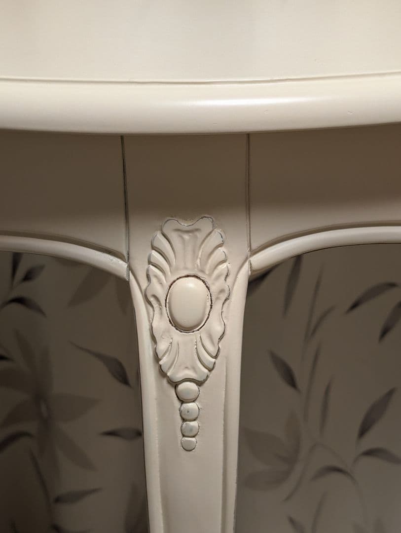 猫脚　半円形　コンソール 　サイドテーブル　2段　花台