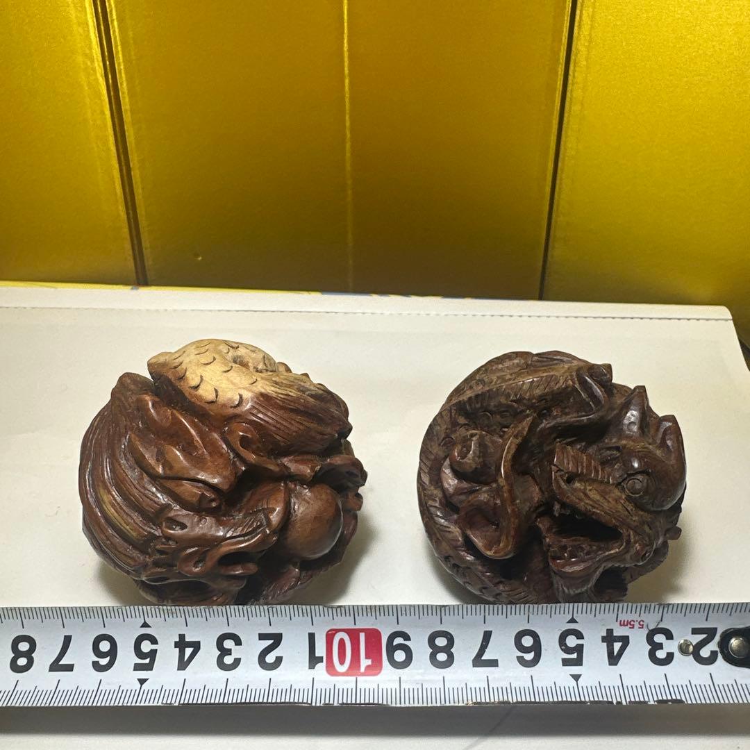 唐木，彫刻，紫檀，黄花梨，インテリア，中国，清刀，木製彫刻 ドラゴンと動物の球体