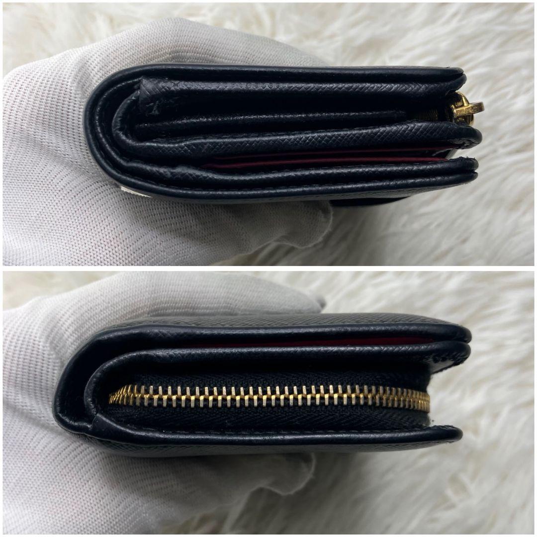 極美品★ PRADA プラダ サフィアーノ レザー ブラック バイカラー