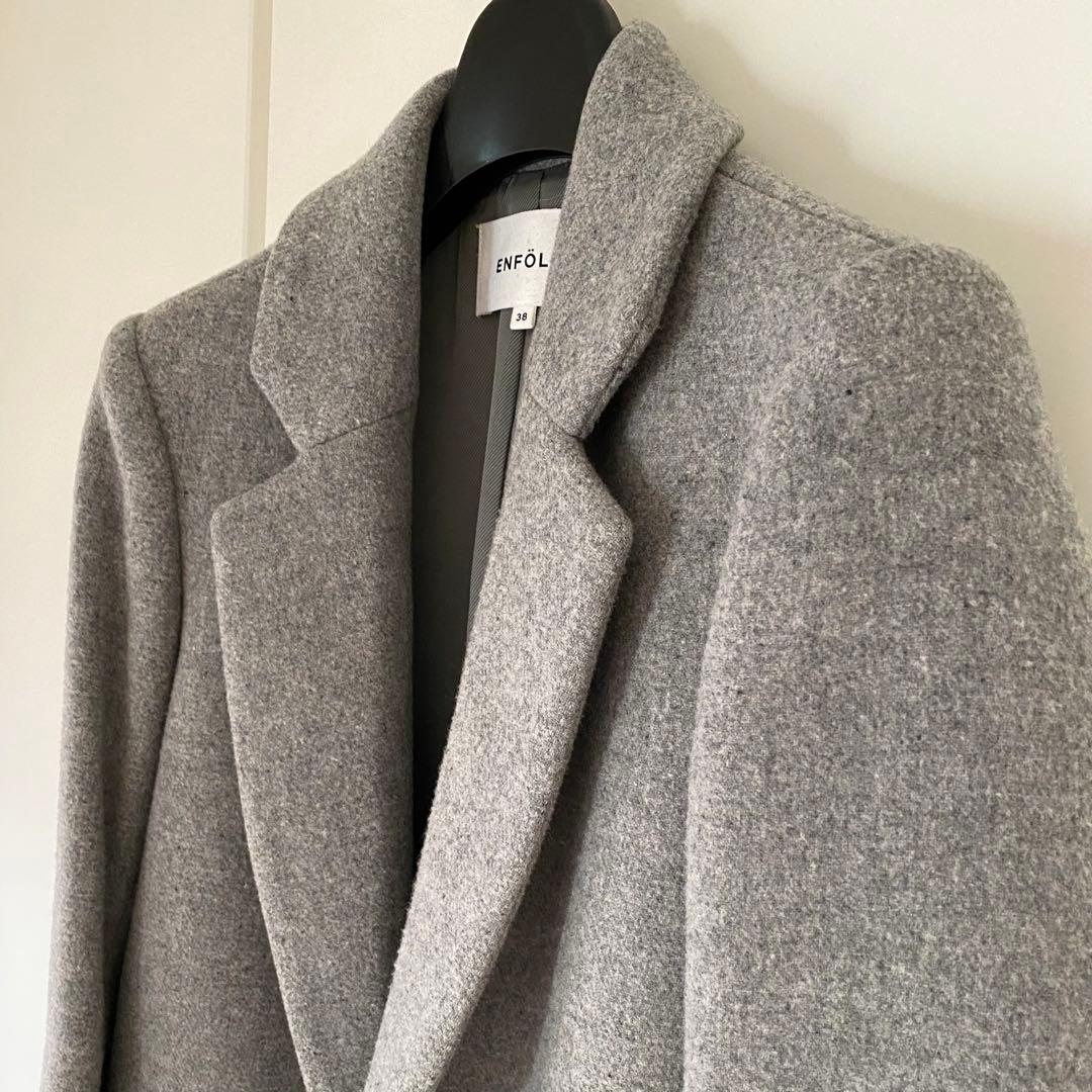 【良品】ENFOLD エンフォルド ライトメルトン テーラーコート　グレー　38