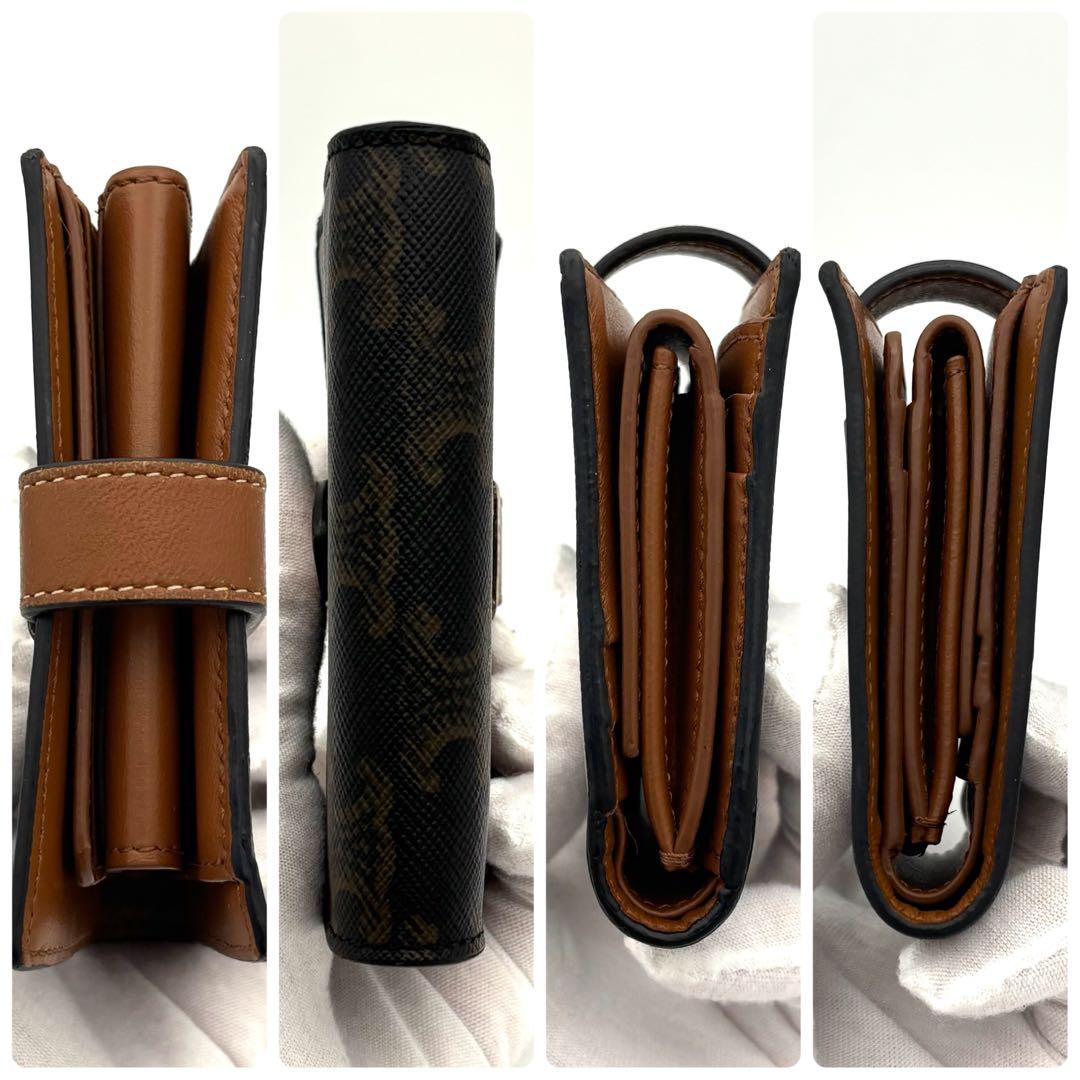 ☆美品☆セリーヌ 二つ折り財布 トリオンフ コンパクト ストラップウォレット 黒