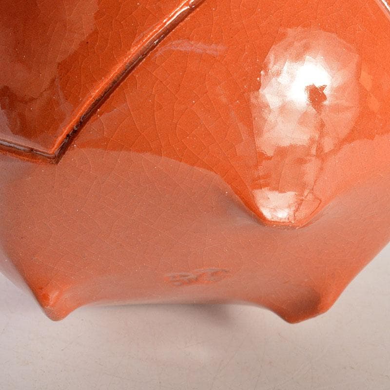 茶道具　京焼　川崎和楽作　赤楽　三足香炉　共布共箱　V　6823