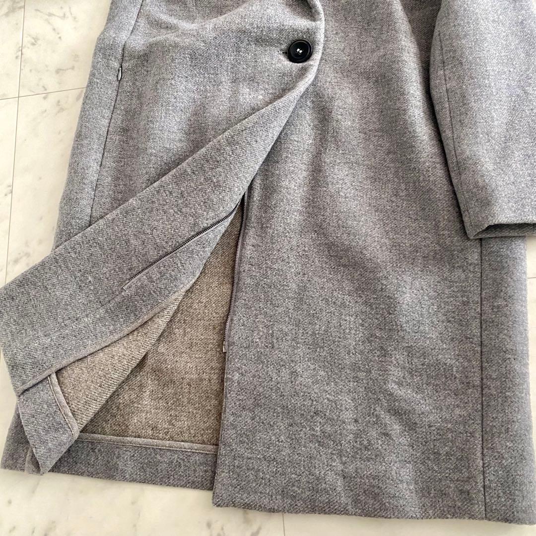 美品 ファビアナフィリッピ ファー付き レザー切り替えウールチェスターコート