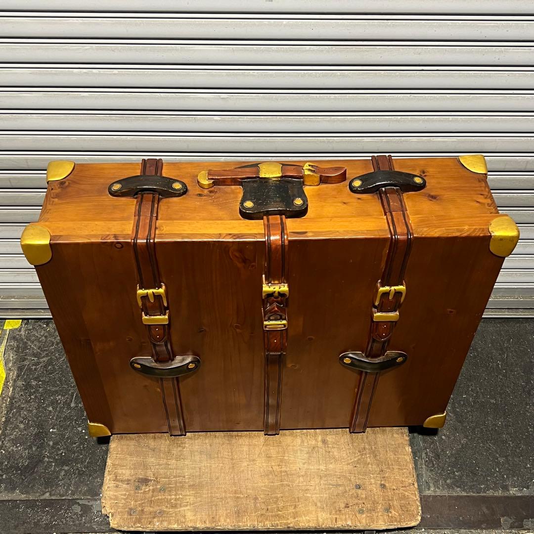 ［3716］ トランク型 木製シューズボックス アンティーク風 靴箱 収納家具