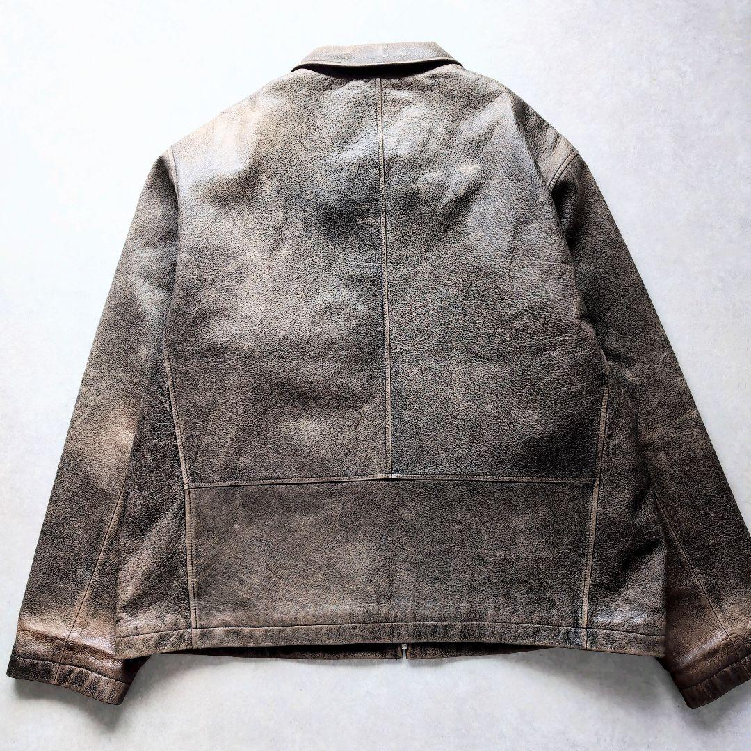 エディーバウアー レザージャケット シングルライダース ブラウン 2XL