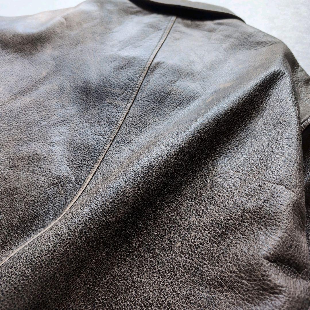 エディーバウアー レザージャケット シングルライダース ブラウン 2XL