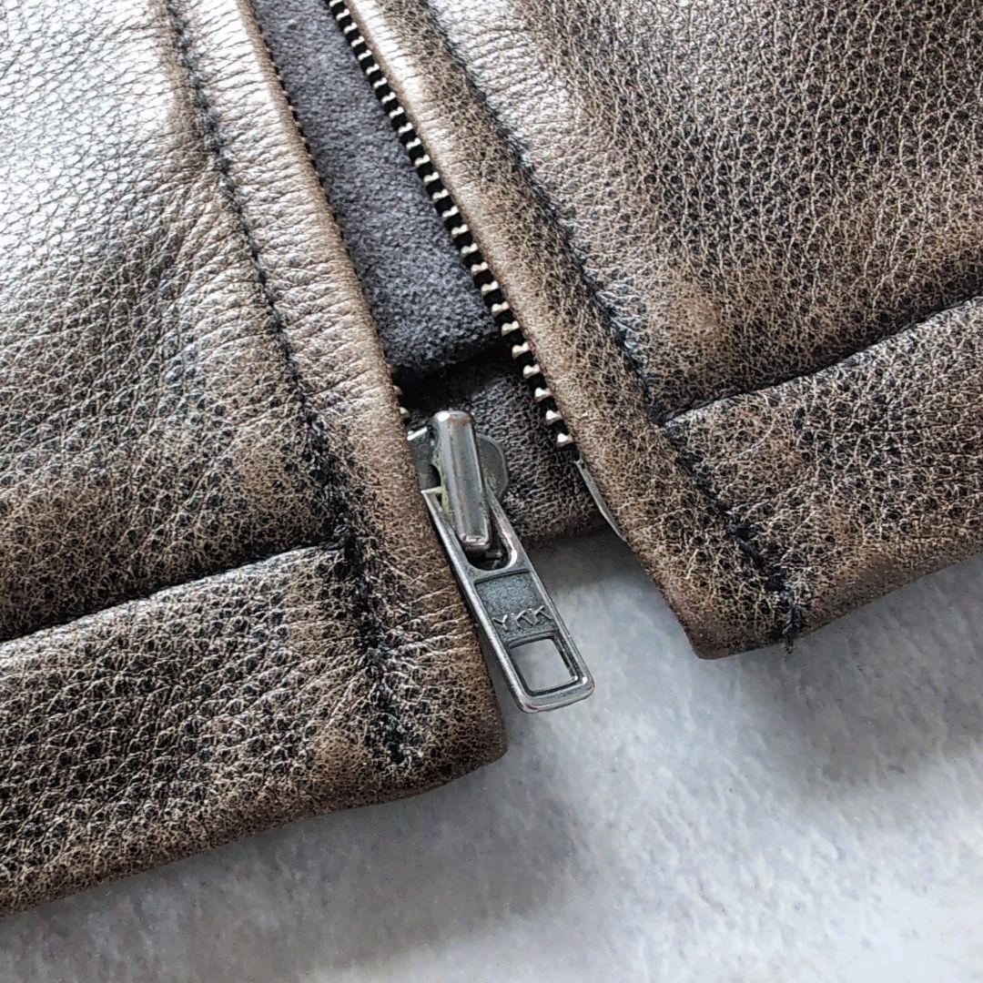 エディーバウアー レザージャケット シングルライダース ブラウン 2XL