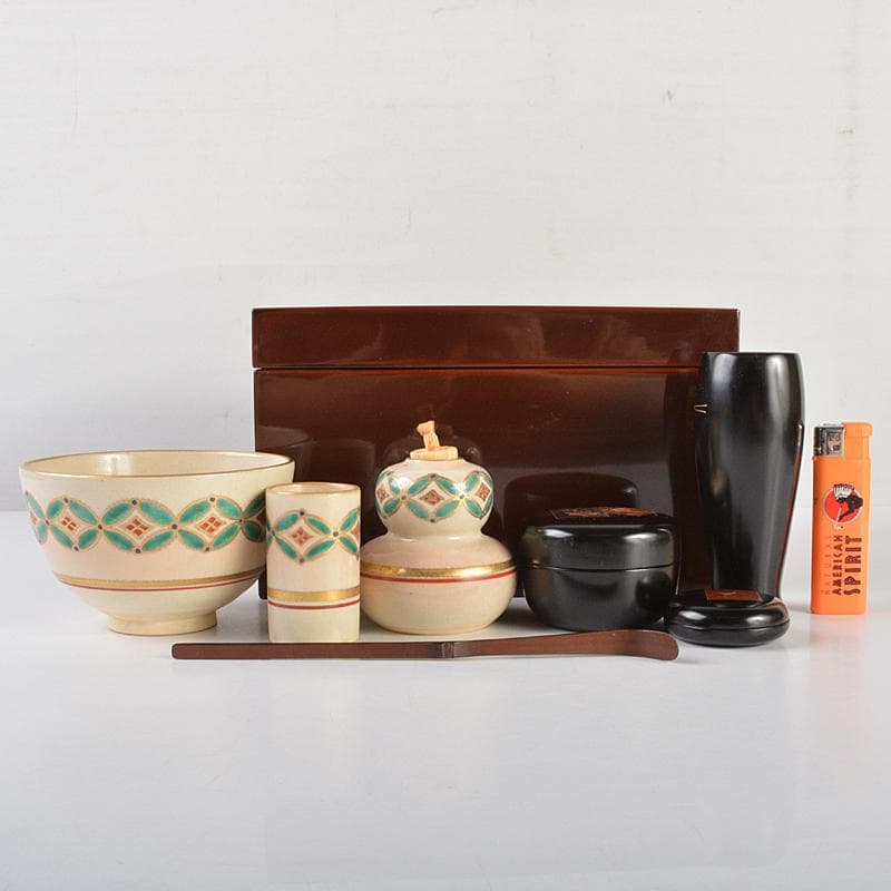 Sheryl京焼　中村秋峰造　茶碗　棗など　七点一式　仕覆付　VR7216