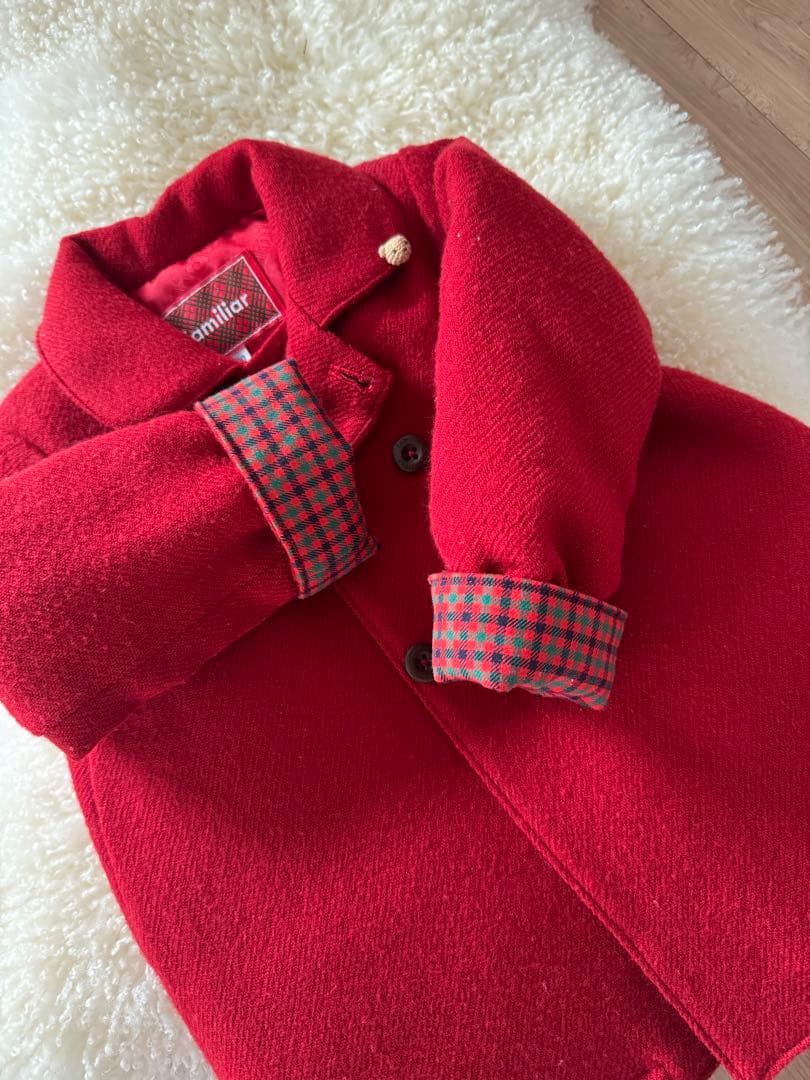 familiar 赤 コート ダブルボタン